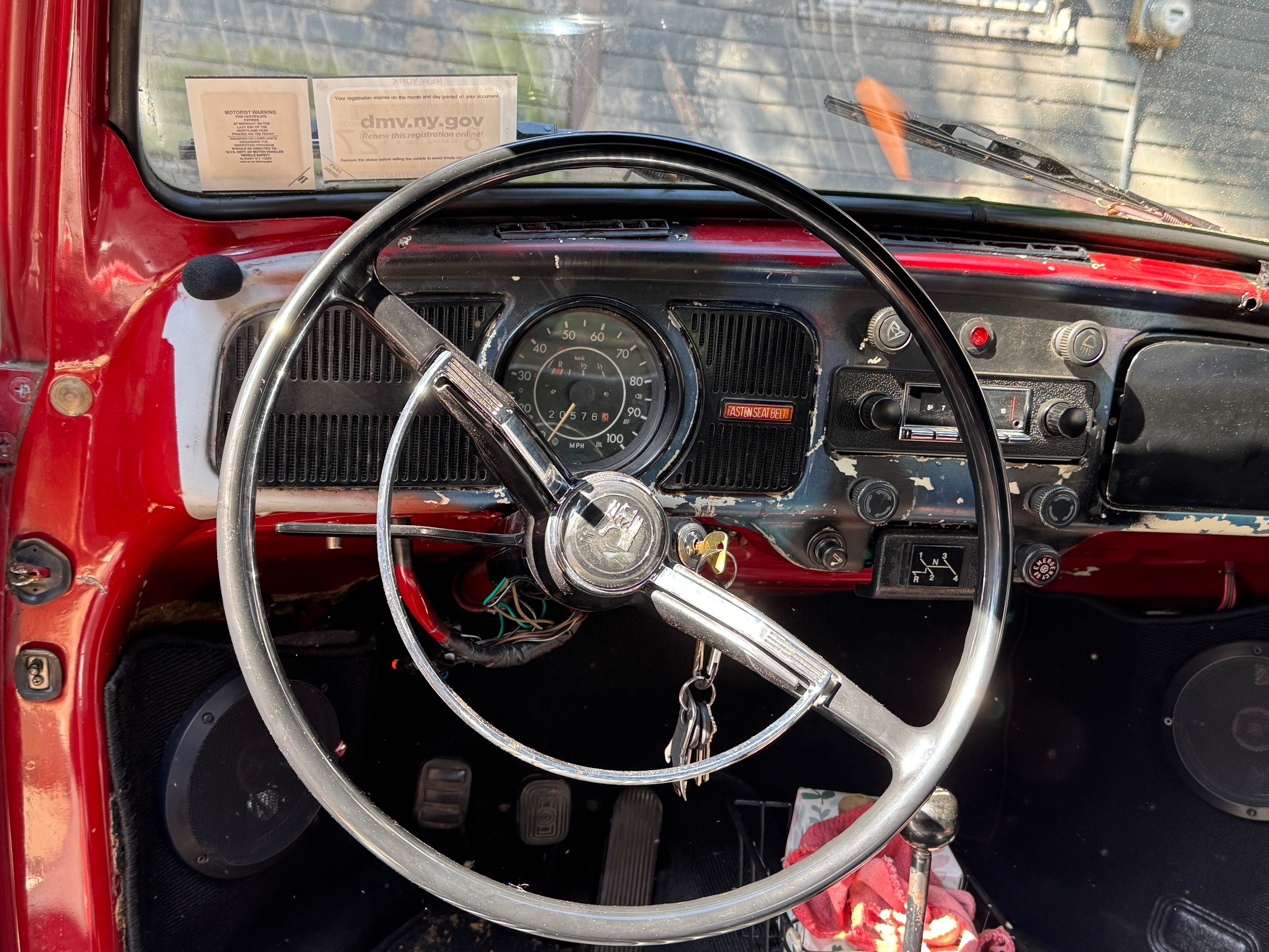 Classic VW steering wheel and instrument cluster